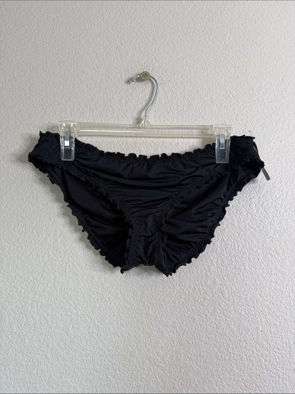 Victoria's Secret Black Ruffle Trim Swim Bottoms NWT large